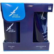 Blue Stratos 150ml Shower Gel +150ml Deodorant Body Spray