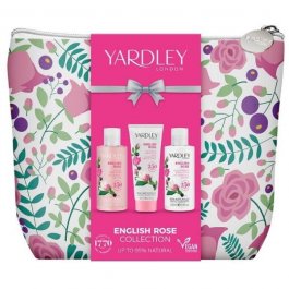 Yardley English Rose Body Wash 100ml + Body Lotion 100ml + Hand Cream 50ml + Bag
