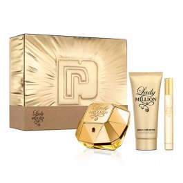 Paco Rabanne Lady Million 80ml EDP Spray + 100ml Body Lotion + 10ml Mini